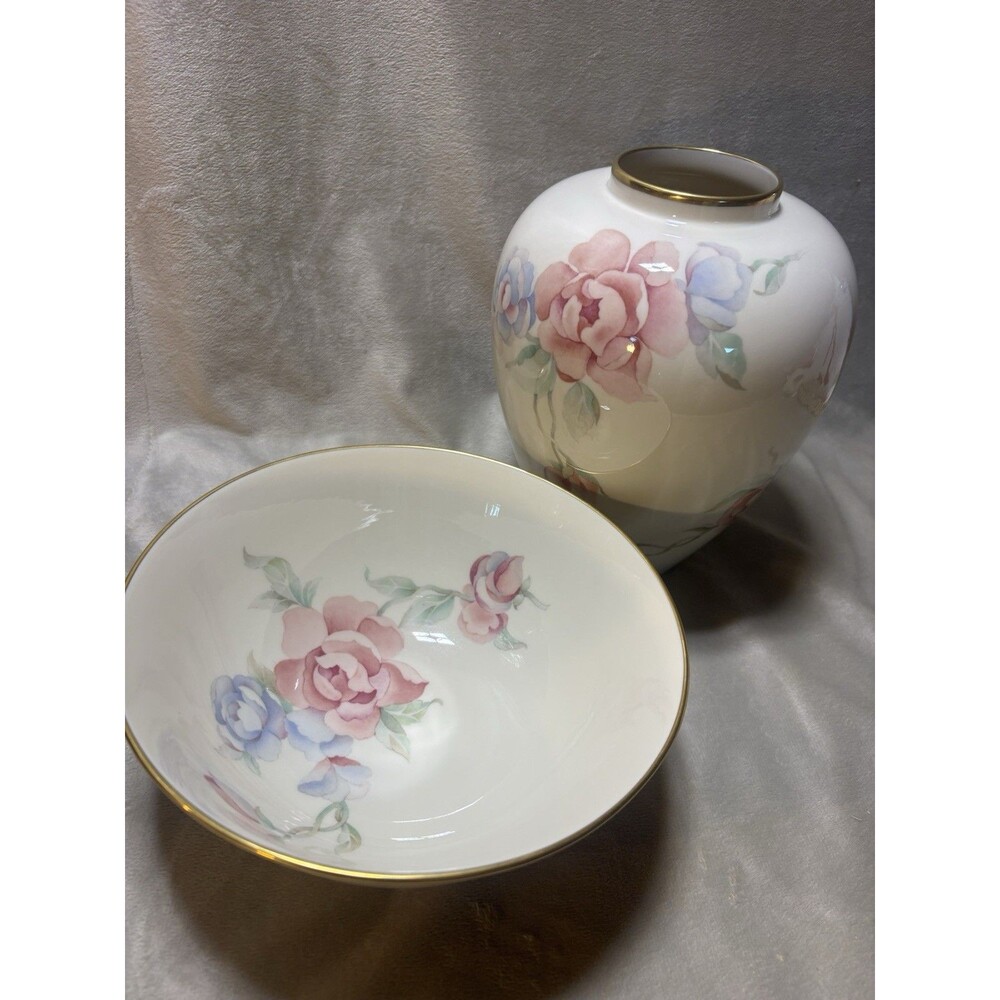 Lot Of Lenox Vase Chatsworth made in USA 9 " Bowl 8.5”